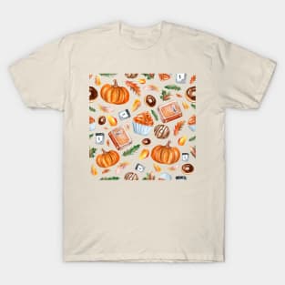 Fall Pumpkin Spice Cozy Autumnal Pattern T-Shirt